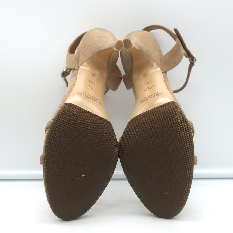 Ralph Lauren Purple Label Crisscross Sandals Beige Suede Size 8.5 Open Toe Heels