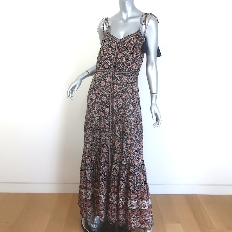Veronica Beard Windansea Tassel-Strap Floral Maxi Dress Navy/Multi Size Small