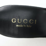 Gucci GG Monogram Canvas Platform Wedge Sandals Black Leather Size 7 NEW
