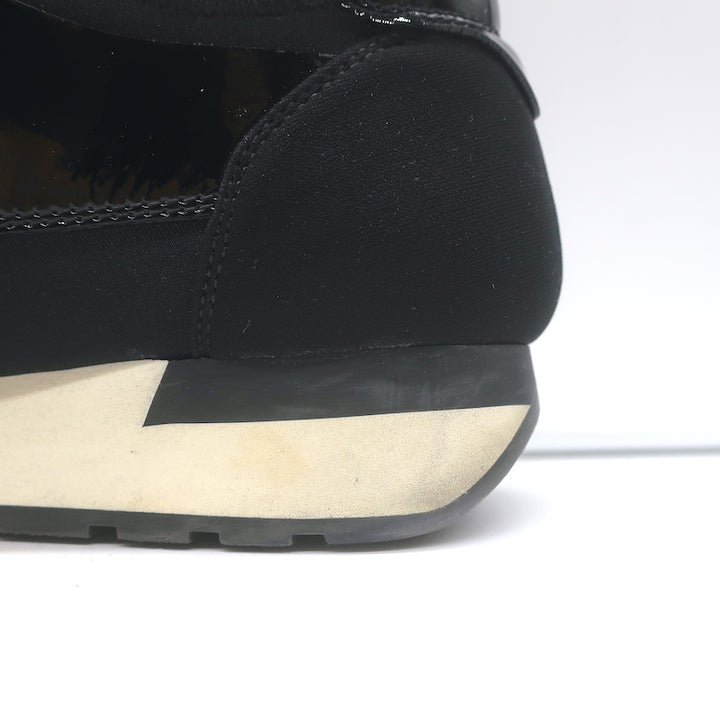 Balenciaga Race Runner Low Top Sneakers Black Neoprene &amp; Patent Leather Size 37