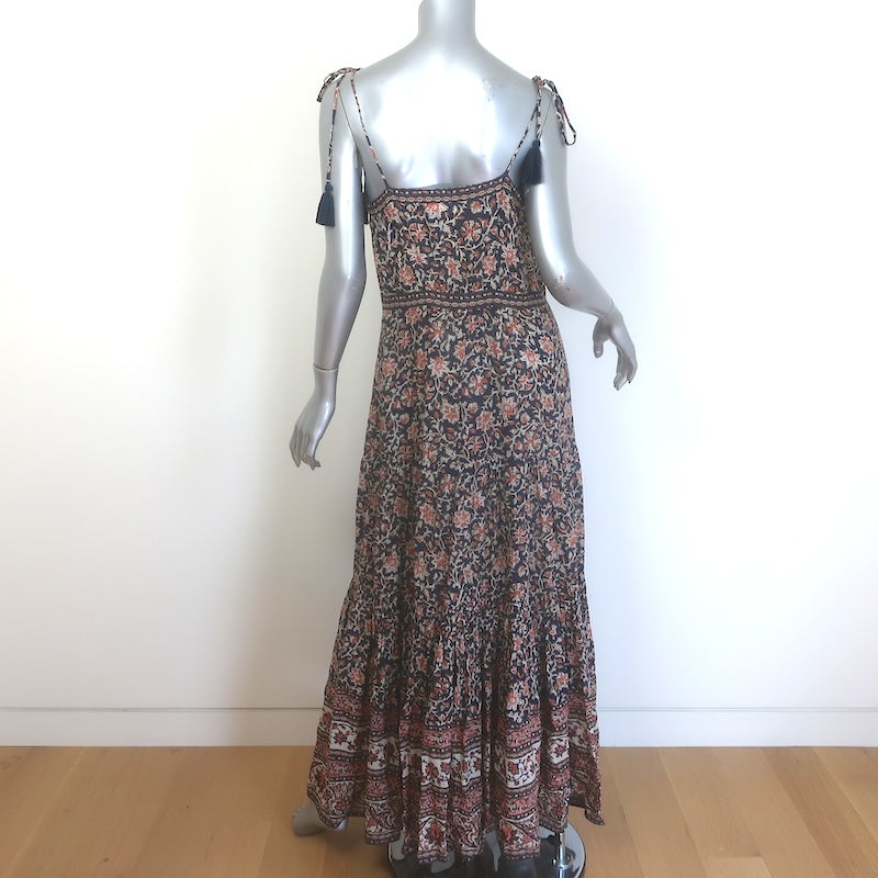 Veronica Beard Windansea Tassel-Strap Floral Maxi Dress Navy/Multi Size Small