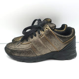 Chanel 16K Low Top Sneakers Gold Metallic Suede Size 35