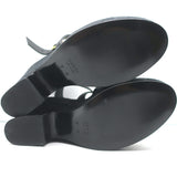 Gucci GG Monogram Canvas Platform Wedge Sandals Black Leather Size 7 NEW