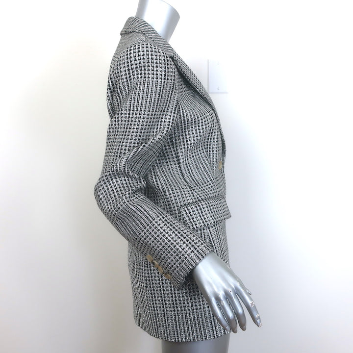 Ermanno Scervino Glitter Houndstooth Blazer Silver Size 44 Two-Button Jacket
