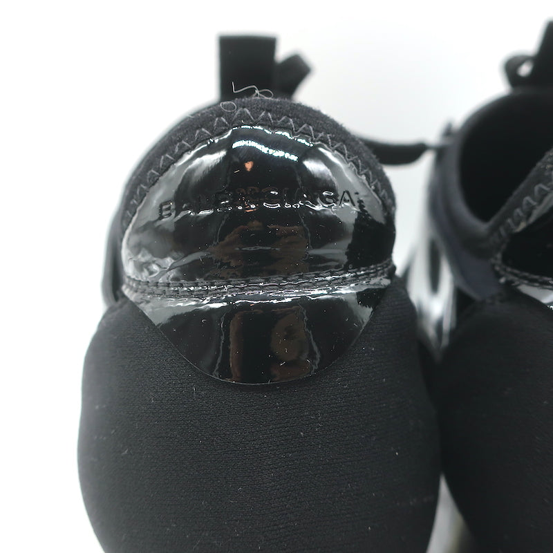 Balenciaga Race Runner Low Top Sneakers Black Neoprene &amp; Patent Leather Size 37