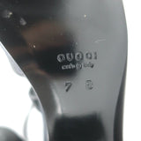 Gucci GG Monogram Canvas Platform Wedge Sandals Black Leather Size 7 NEW