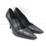 Chanel Croc Pumps Black Leather Size 39.5 Pointed Toe Heels