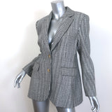 Ermanno Scervino Glitter Houndstooth Blazer Silver Size 44 Two-Button Jacket