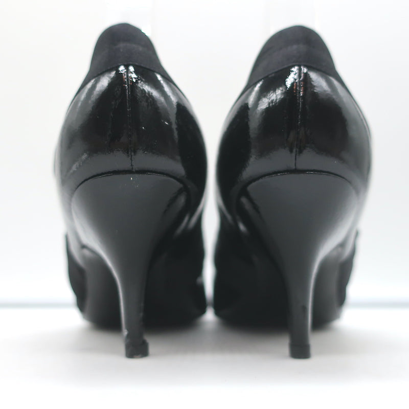 Lanvin Mary Jane Pumps Black Patent Leather Size 37.5 Pointed Toe Heels