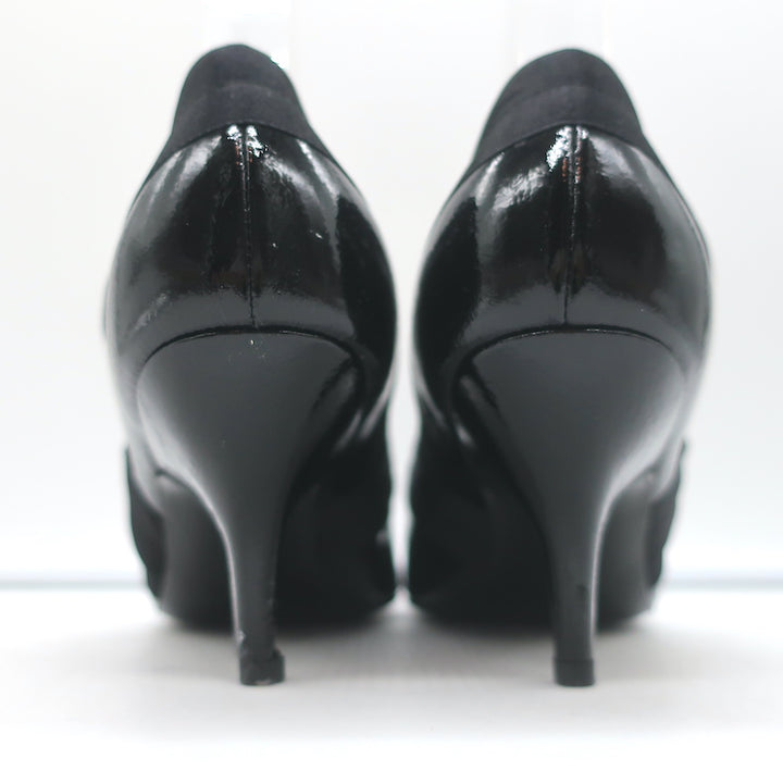 Lanvin Mary Jane Pumps Black Patent Leather Size 37.5 Pointed Toe Heels