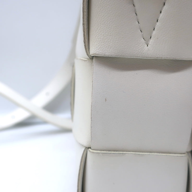 Bottega Veneta Cassette Crossbody Bag White Leather