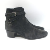 Saint Laurent Blake Jodhpur Ankle Boots Black Suede Size 37