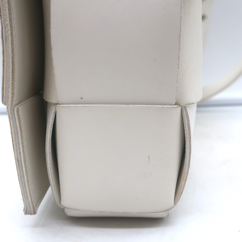 Bottega Veneta Cassette Crossbody Bag White Leather