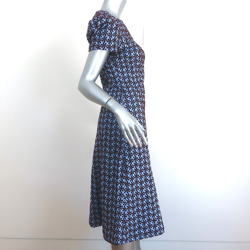 Silvia Tcherassi Azura Floral-Embroidered Dress Blue/Brown Size Extra Small NEW
