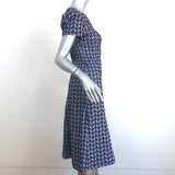 Silvia Tcherassi Azura Floral-Embroidered Dress Blue/Brown Size Extra Small NEW