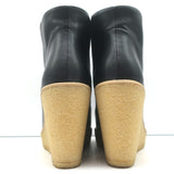 Stella McCartney Faux Shearling Lace-Up Wedge Ankle Boots Black Size 38 NEW
