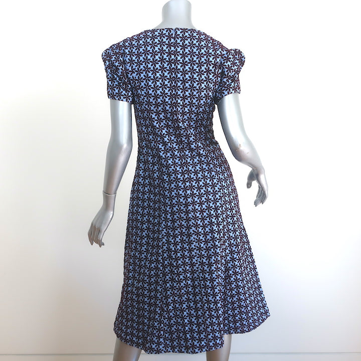 Silvia Tcherassi Azura Floral-Embroidered Dress Blue/Brown Size Extra Small NEW