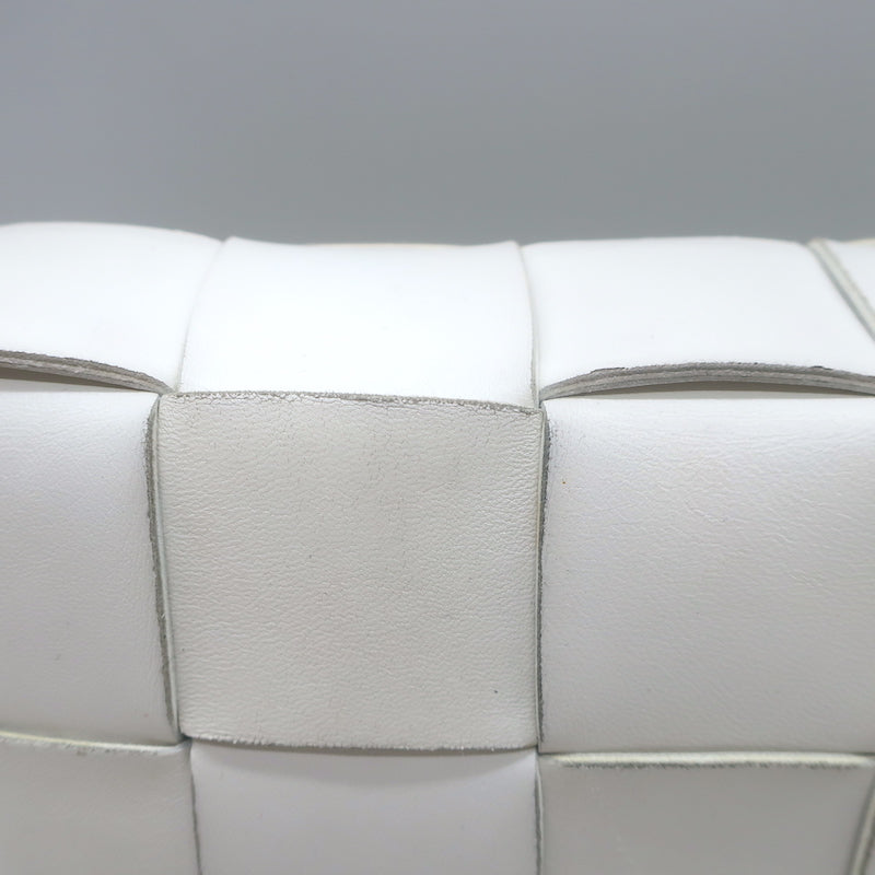 Bottega Veneta Cassette Crossbody Bag White Leather