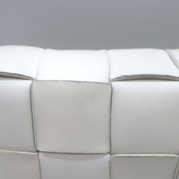 Bottega Veneta Cassette Crossbody Bag White Leather