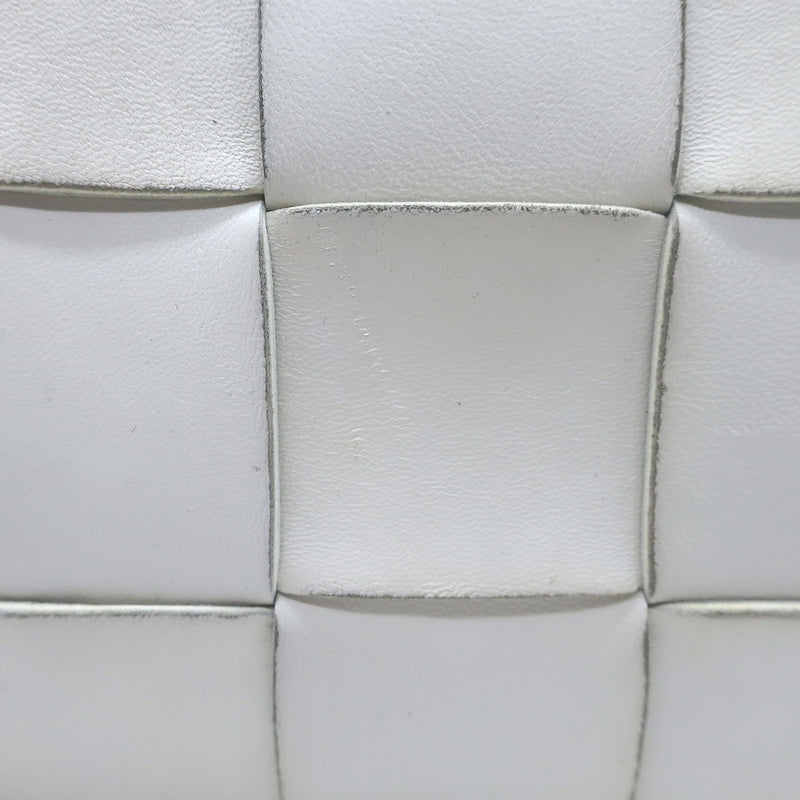 Bottega Veneta Cassette Crossbody Bag White Leather