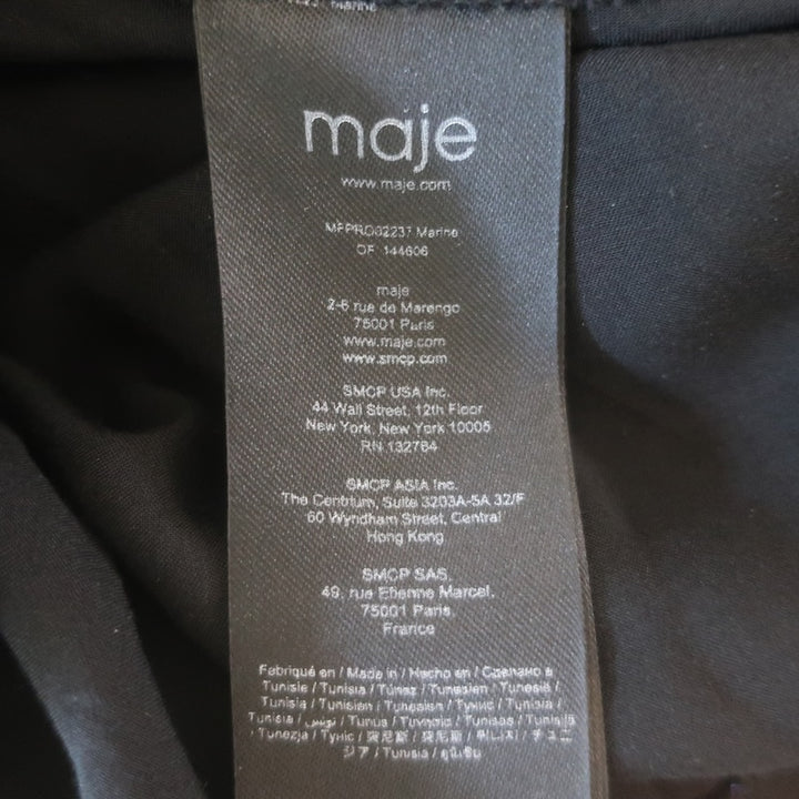 Maje Ruffini Metallic Tiered Midi Dress Navy/Silver Size 38