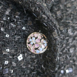 Chanel 24S Sequined Tweed One-Button Jacket Black Cotton-Blend Size 42