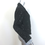 Chanel 24S Sequined Tweed One-Button Jacket Black Cotton-Blend Size 42