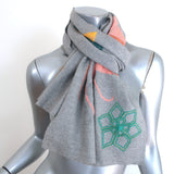 Dries Van Noten Floral-Embroidered Scarf Heather Gray Cotton
