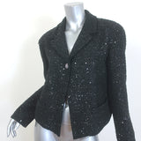 Chanel 24S Sequined Tweed One-Button Jacket Black Cotton-Blend Size 42