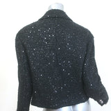 Chanel 24S Sequined Tweed One-Button Jacket Black Cotton-Blend Size 42