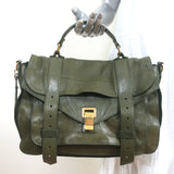 Proenza Schouler PS1 Medium Satchel Olive Green Leather Shoulder Bag