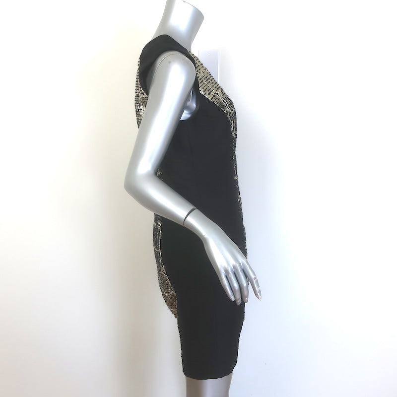 Carolina Herrera Crocodile Degrade Jacquard Dress Black/Gold Size 10