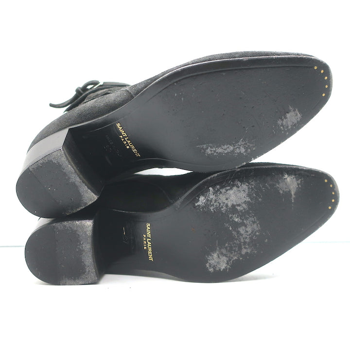 Saint Laurent Blake Jodhpur Ankle Boots Black Suede Size 37