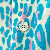 Stella McCartney Short Sleeve Blouse Blue Leopard Print Silk Size 34