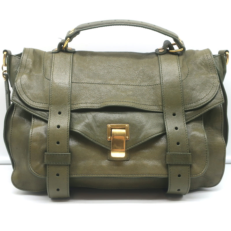 Proenza Schouler PS1 Medium Satchel Olive Green Leather Shoulder Bag