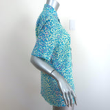 Stella McCartney Short Sleeve Blouse Blue Leopard Print Silk Size 34