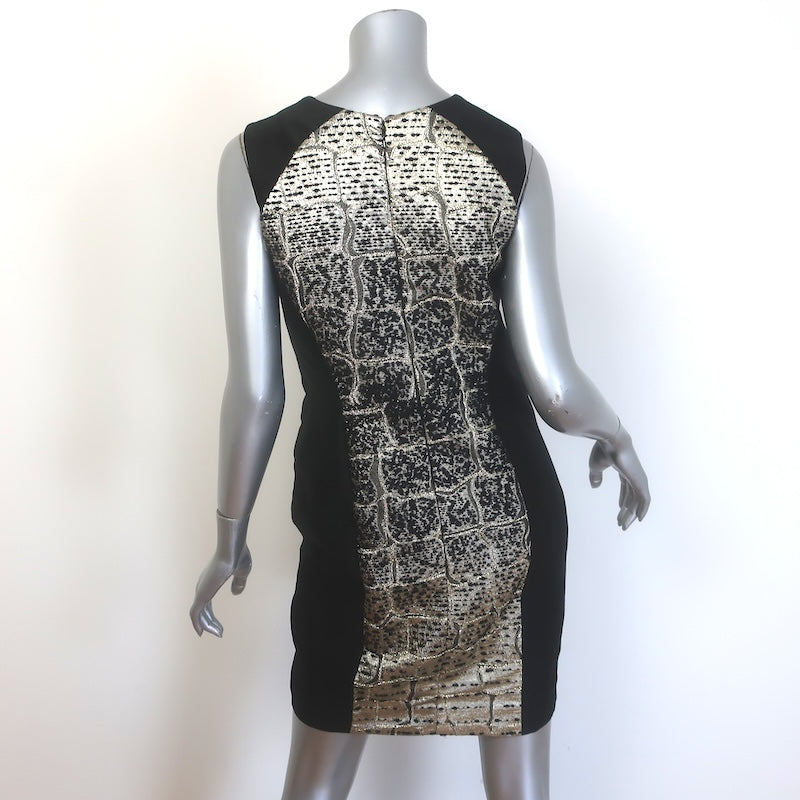 Carolina Herrera Crocodile Degrade Jacquard Dress Black/Gold Size 10
