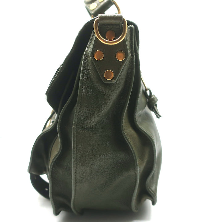 Proenza Schouler PS1 Medium Satchel Olive Green Leather Shoulder Bag