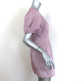 Celine Gingham Puff Sleeve Mini Dress Red/White Cotton Size 38