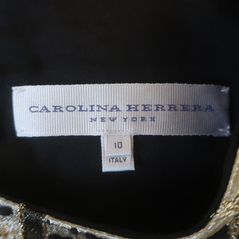 Carolina Herrera Crocodile Degrade Jacquard Dress Black/Gold Size 10
