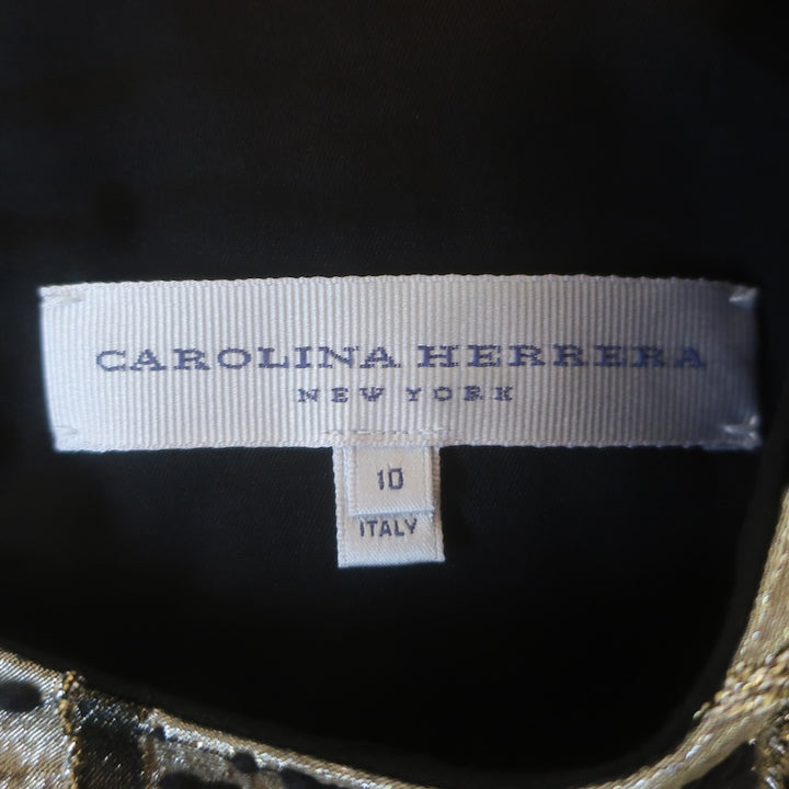 Carolina Herrera Crocodile Degrade Jacquard Dress Black/Gold Size 10