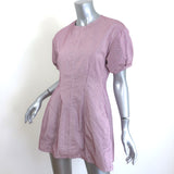 Celine Gingham Puff Sleeve Mini Dress Red/White Cotton Size 38