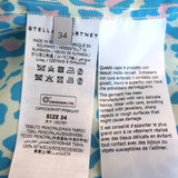 Stella McCartney Short Sleeve Blouse Blue Leopard Print Silk Size 34