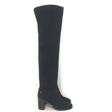 Chanel Over the Knee Boots Black Suede Size 35.5