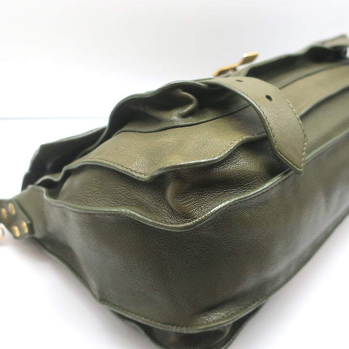 Proenza Schouler PS1 Medium Satchel Olive Green Leather Shoulder Bag