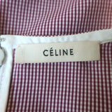 Celine Gingham Puff Sleeve Mini Dress Red/White Cotton Size 38