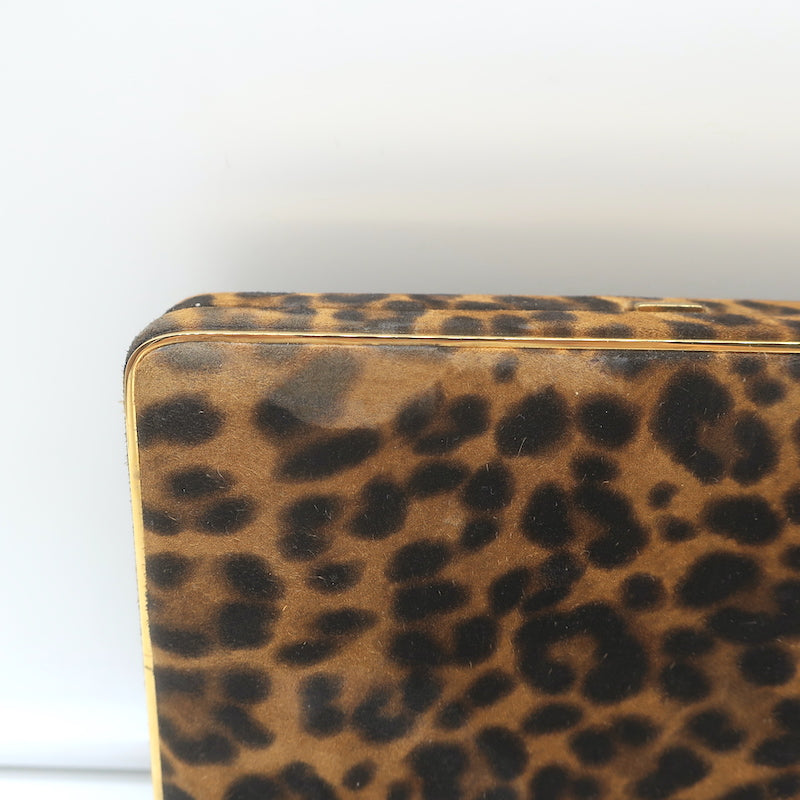 Hunting Season The Square Compact Clutch Leopard Print Suede