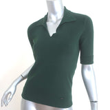 AKRIS Collared Knit Top Dark Green Size US 8 Short Sleeve Sweater
