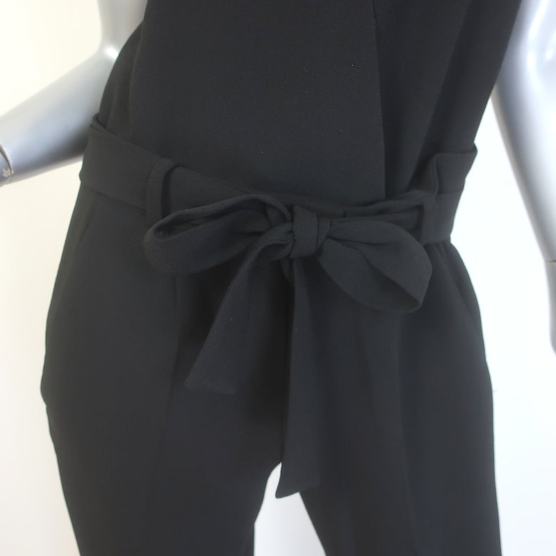 Maje Piste Wrap-Front Sleeveless Jumpsuit Black Crepe Size 38