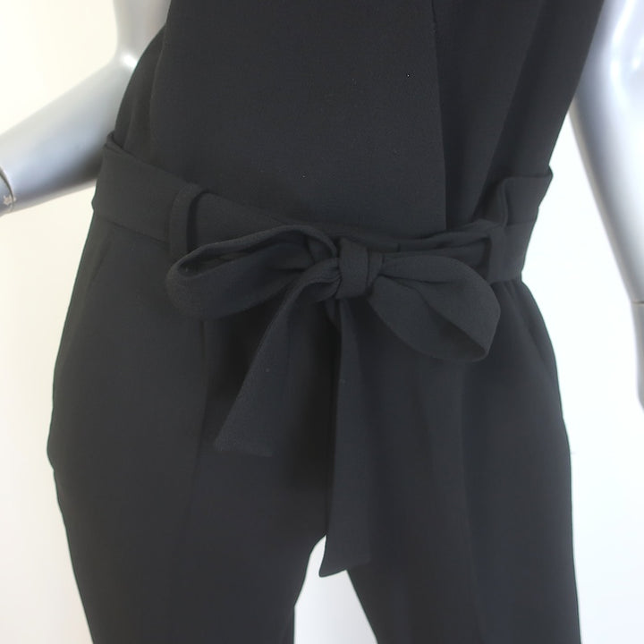 Maje Piste Wrap-Front Sleeveless Jumpsuit Black Crepe Size 38